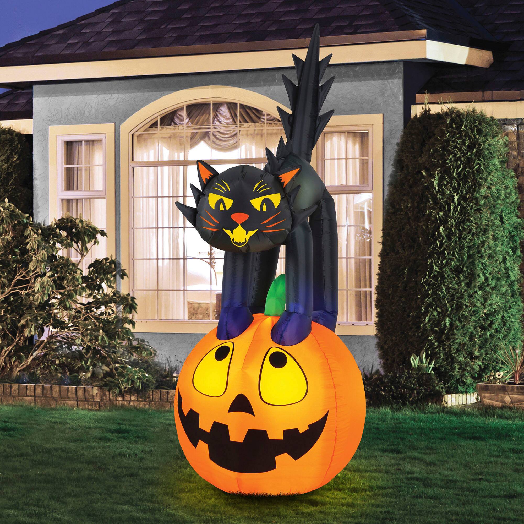 Best Buy: Occasions 7' Tall Inflatable Black Cat on Pumpkin 36946