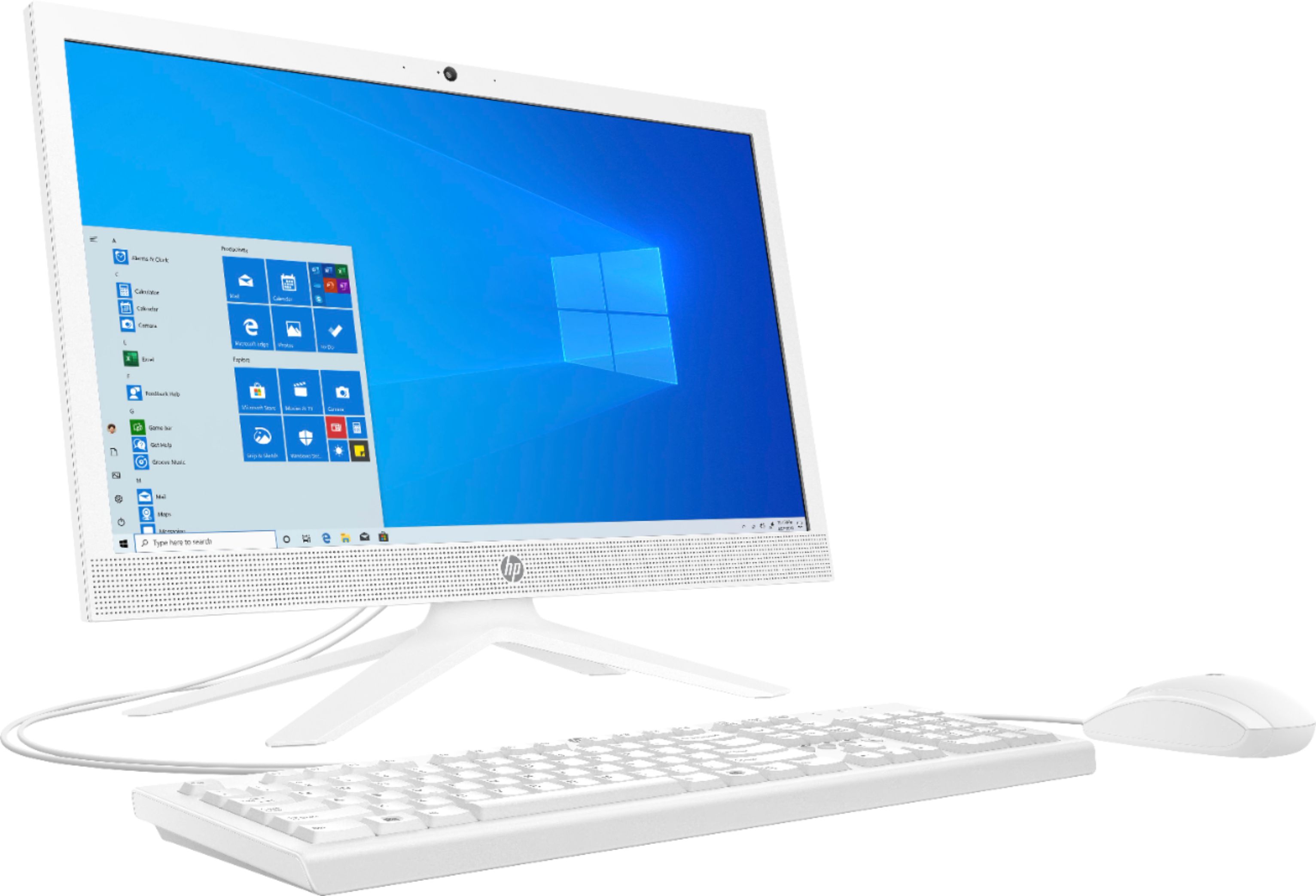 Angle View: HP - 21" All-In-One - AMD 3020e - 4GB Memory - 128GB SSD - Snow White