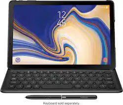 Samsung - Geek Squad Certified Refurbished Galaxy Tab S4 - 10.5" - 64GB - Wi-Fi + 4G LTE Verizon - Black - Front_Zoom