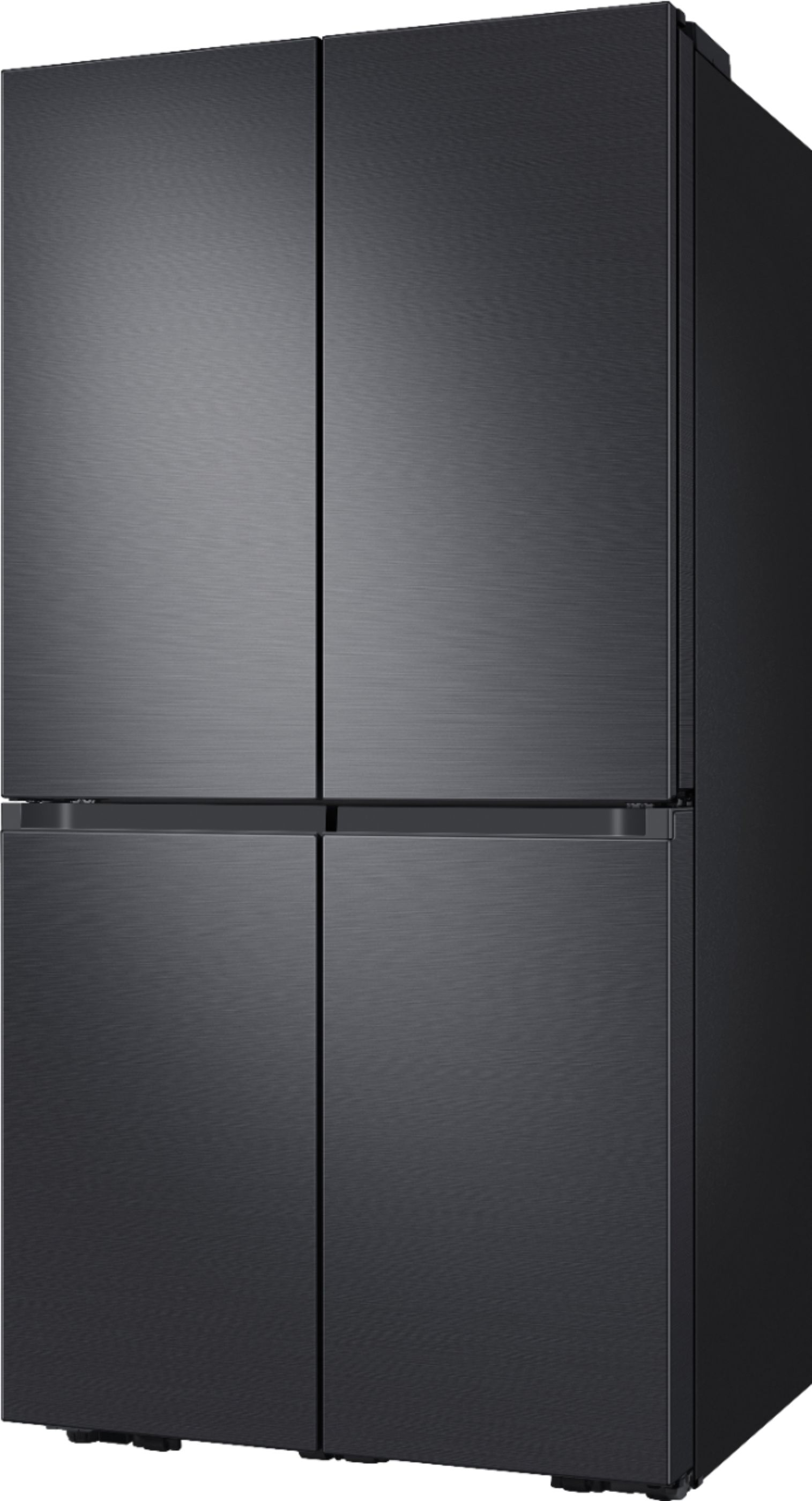 Angle View: Samsung - BESPOKE 23 cu. ft. 4-Door Flex French Door Counter Depth Refrigerator with WiFi and Customizable Panel Colors - Navy glass
