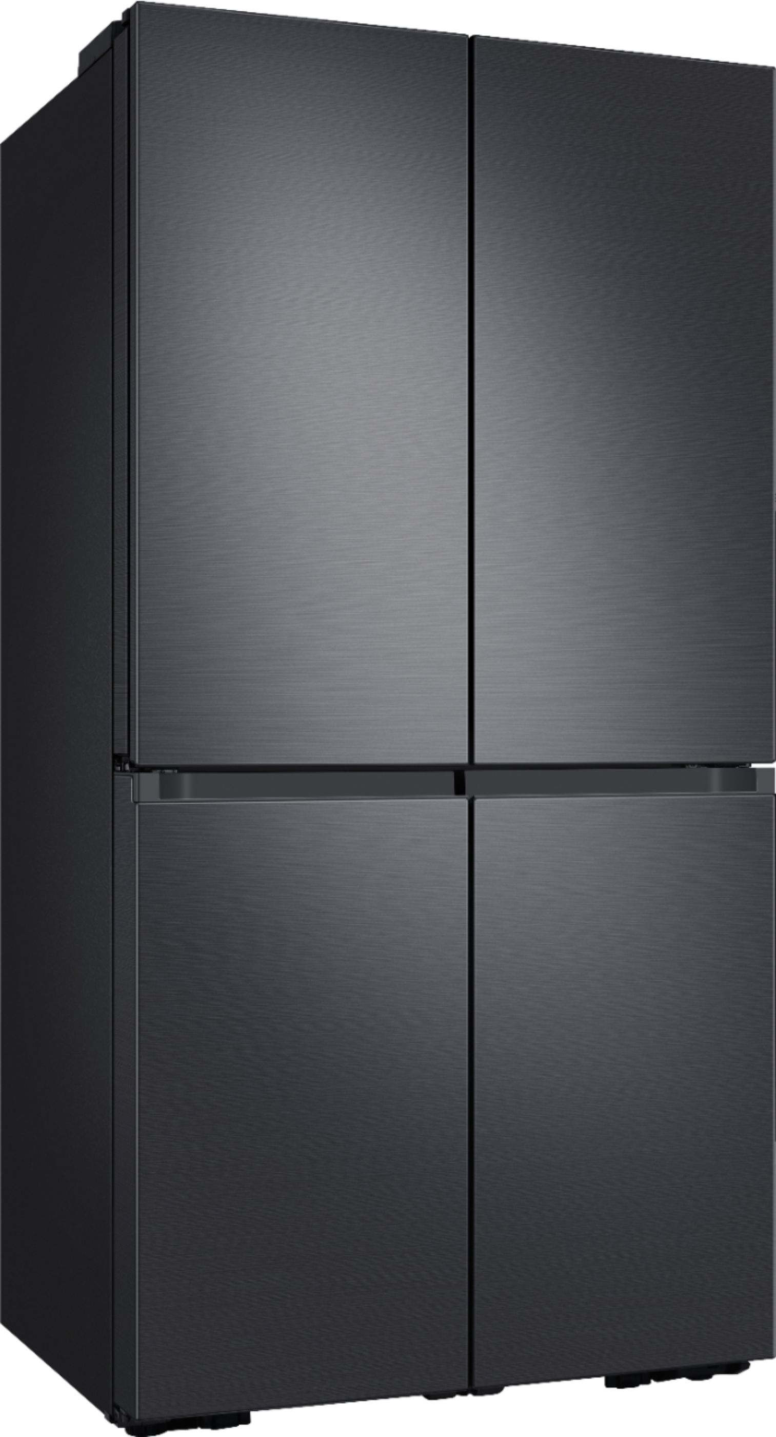 Left View: Samsung - BESPOKE 23 cu. ft. 4-Door Flex French Door Counter Depth Refrigerator with WiFi and Customizable Panel Colors - Navy glass