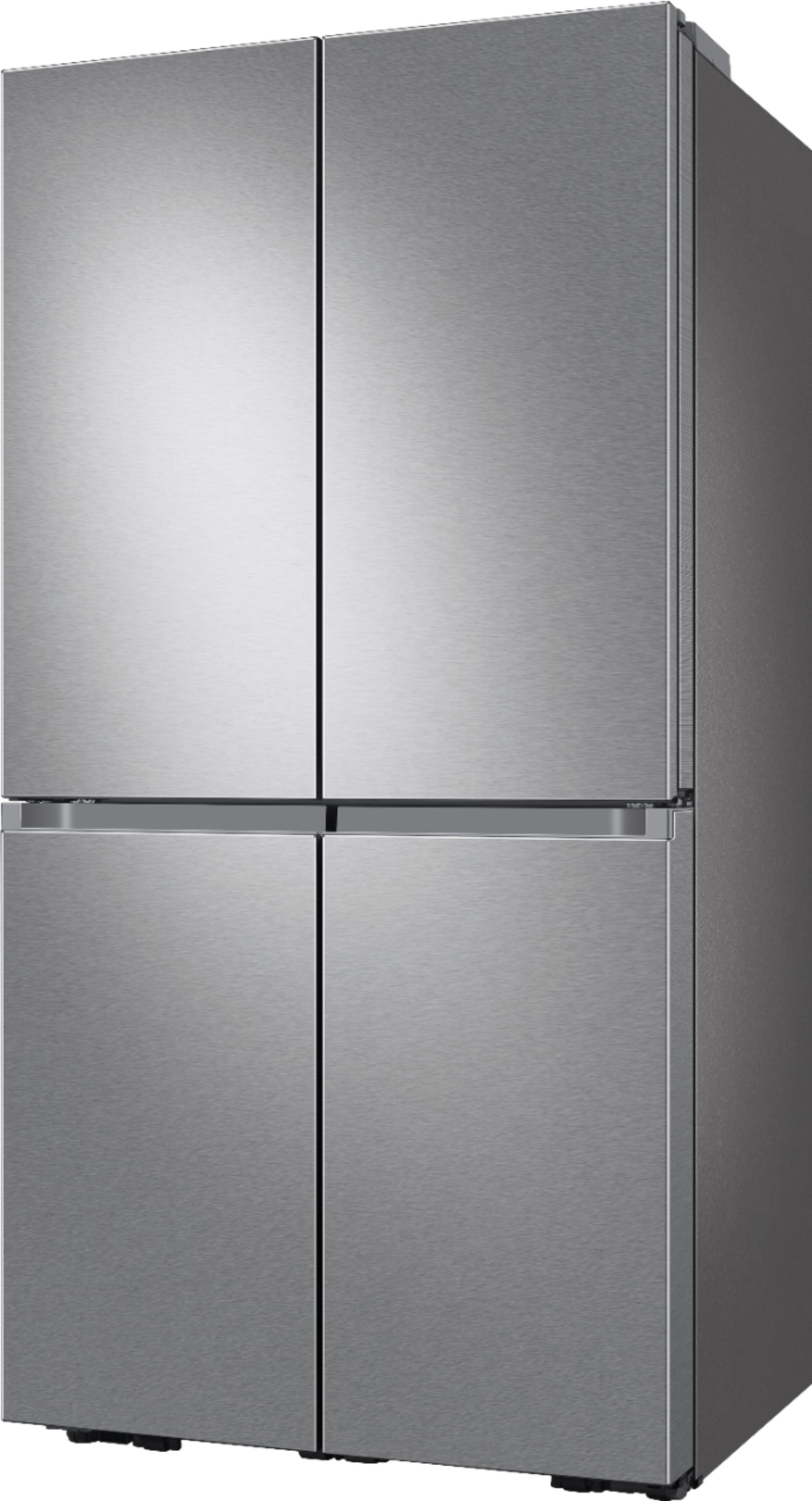 Angle View: Samsung - 23 cu. ft. 4-Door Flex™ French Door Counter-Depth Refrigerator with WiFi, AutoFill Water Pitcher & Dual Ice Maker - Black stainless steel