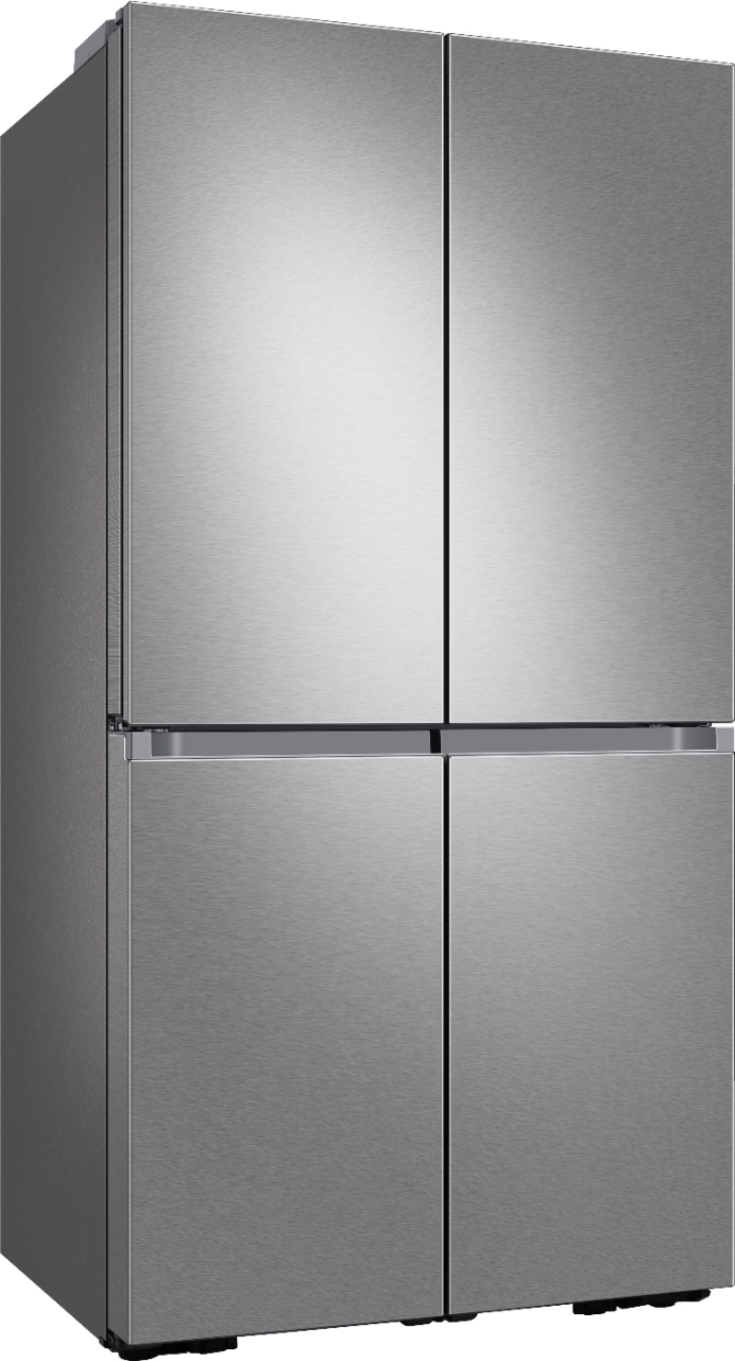 Left View: Samsung - Bespoke 23 cu. ft. Counter Depth 4-Door French Door Refrigerator with AutoFill Water Pitcher - Custom Panel Ready