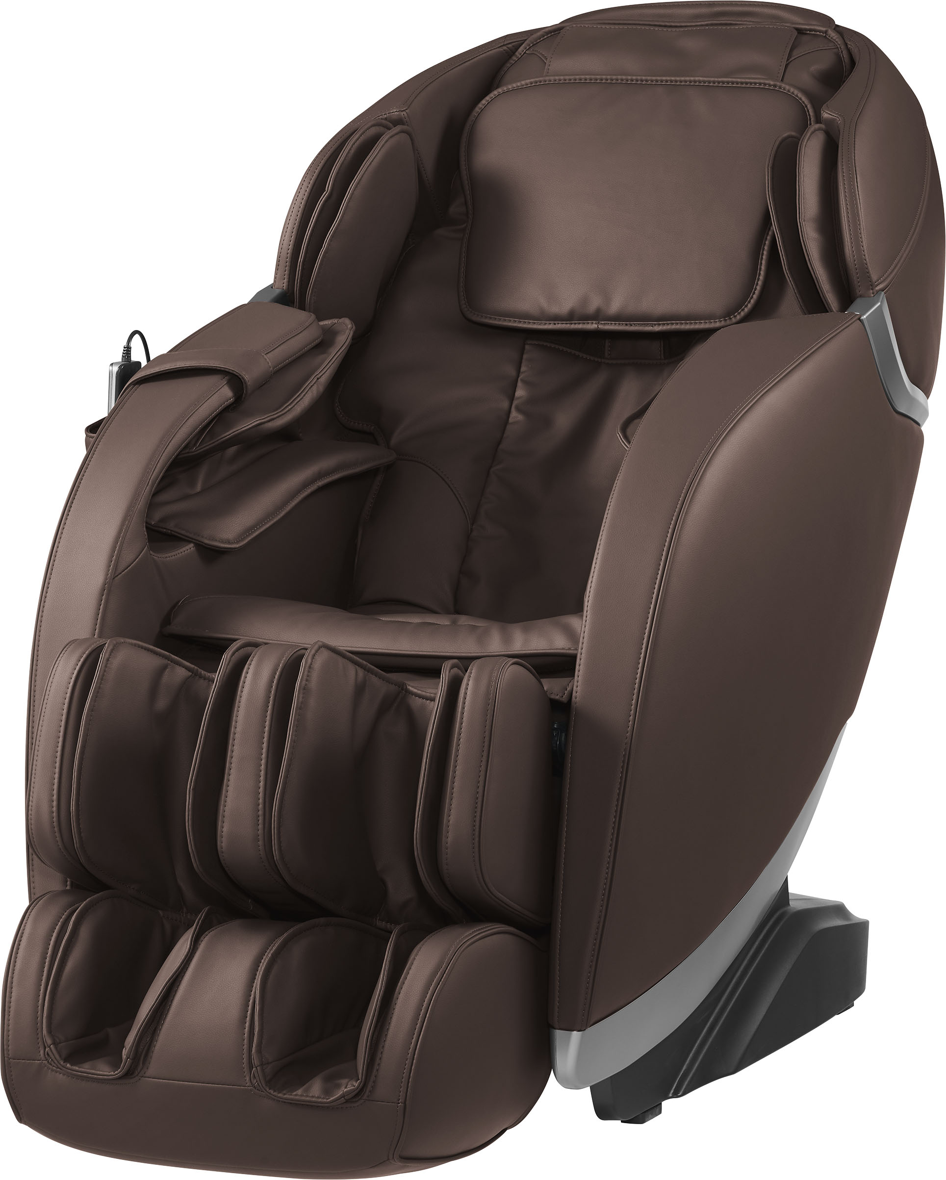 Left View: Insignia™ - 2D Zero Gravity Full Body Massage Chair - brown with silver trim