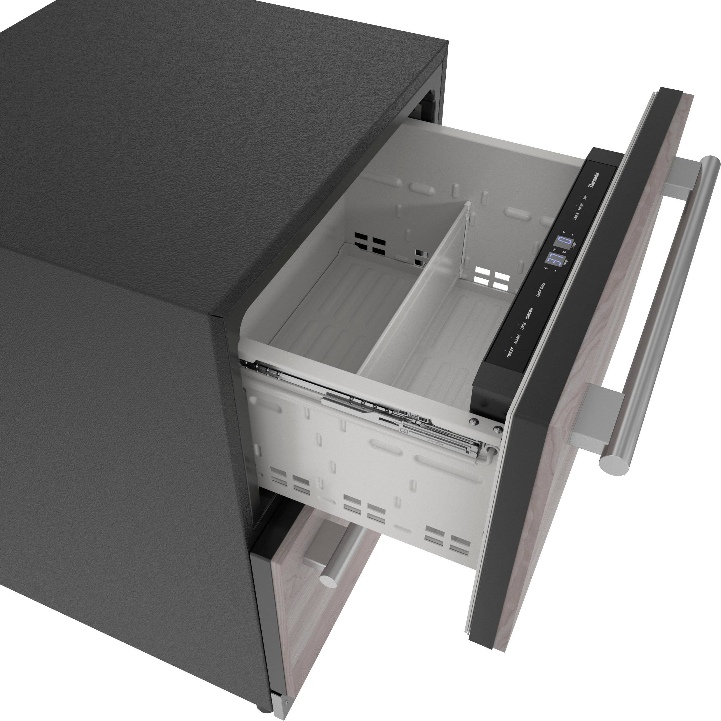 Left. Thermador - 4.3 Cu. Ft. Built-In Double Drawer Under-Counter Refrigerator/Freezer - Custom Panel Ready.