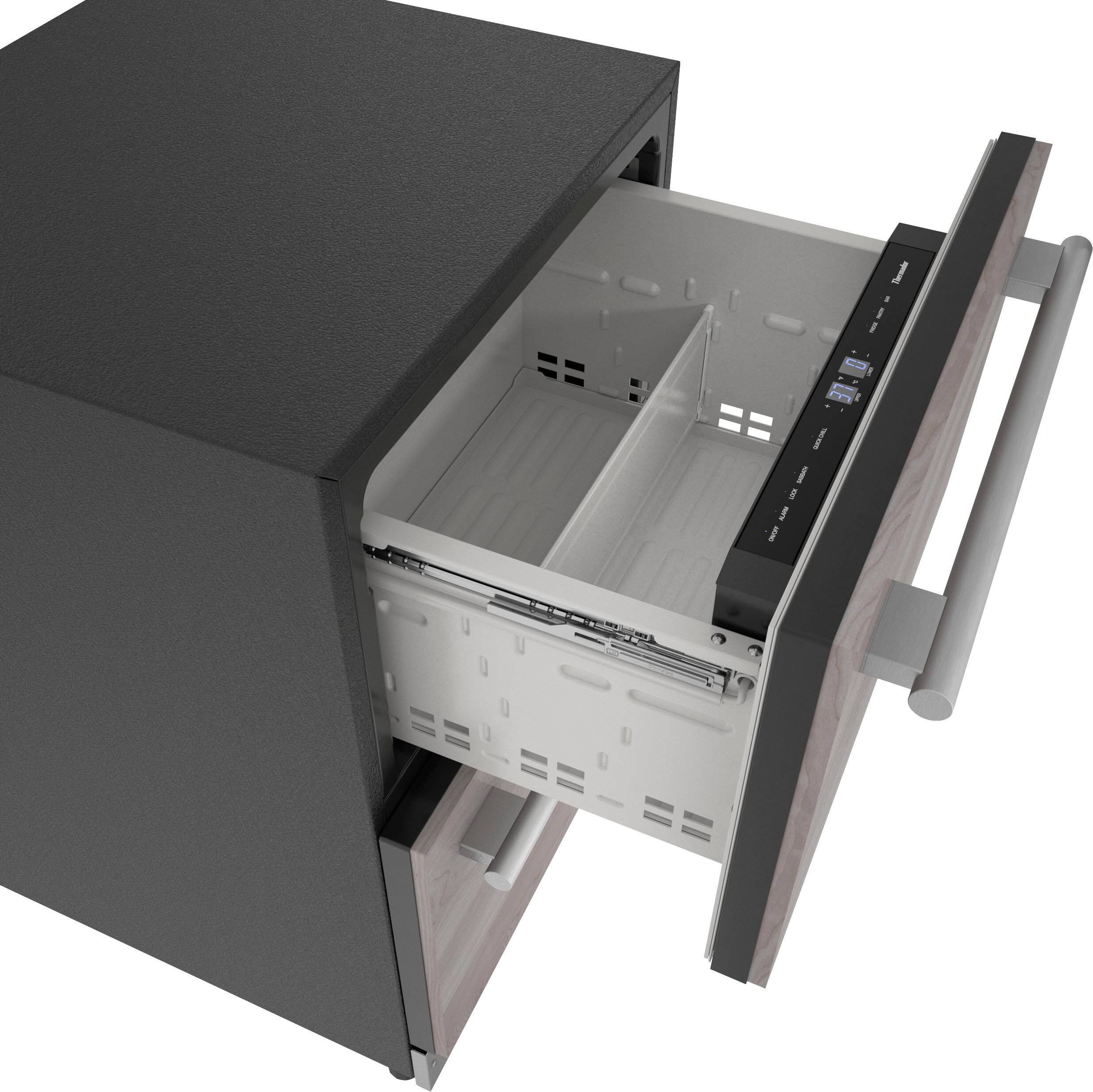 Angle. Thermador - 4.4 Cu. Ft. Built-In Double Drawer Under-Counter Refrigerator - Custom Panel Ready.