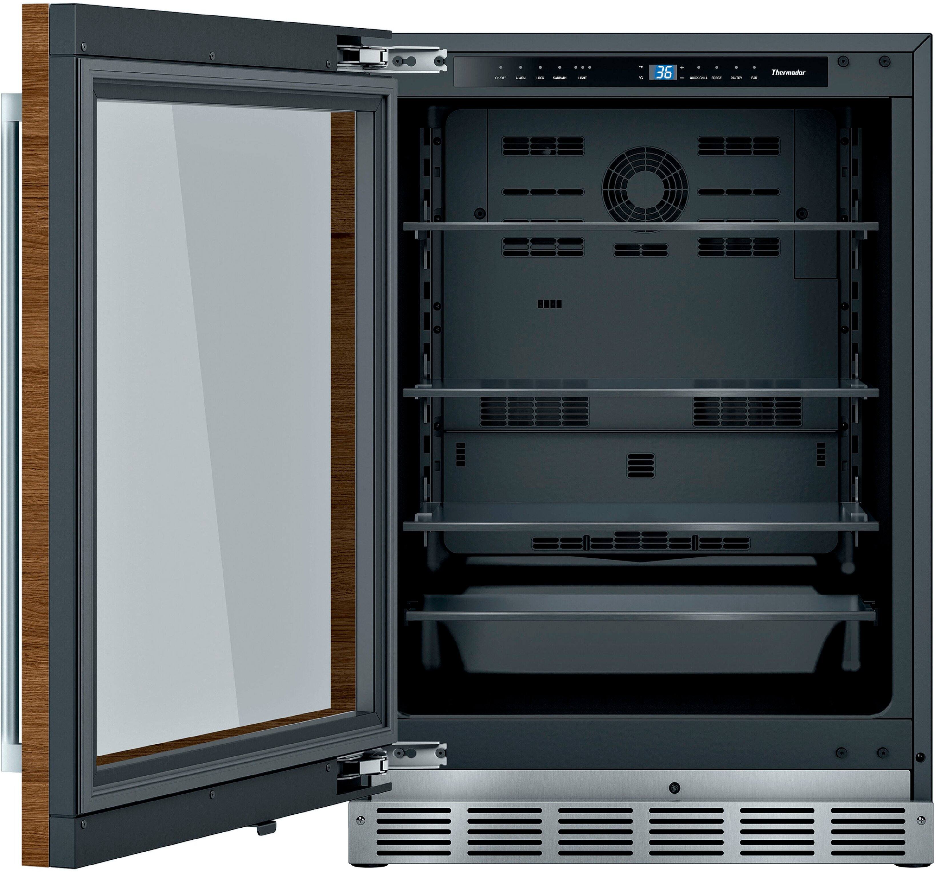 Angle. Thermador - 4.9 Cu. Ft. Built-In Under-Counter Glass Door Refrigerator, Left Hinged - Custom Panel Ready.