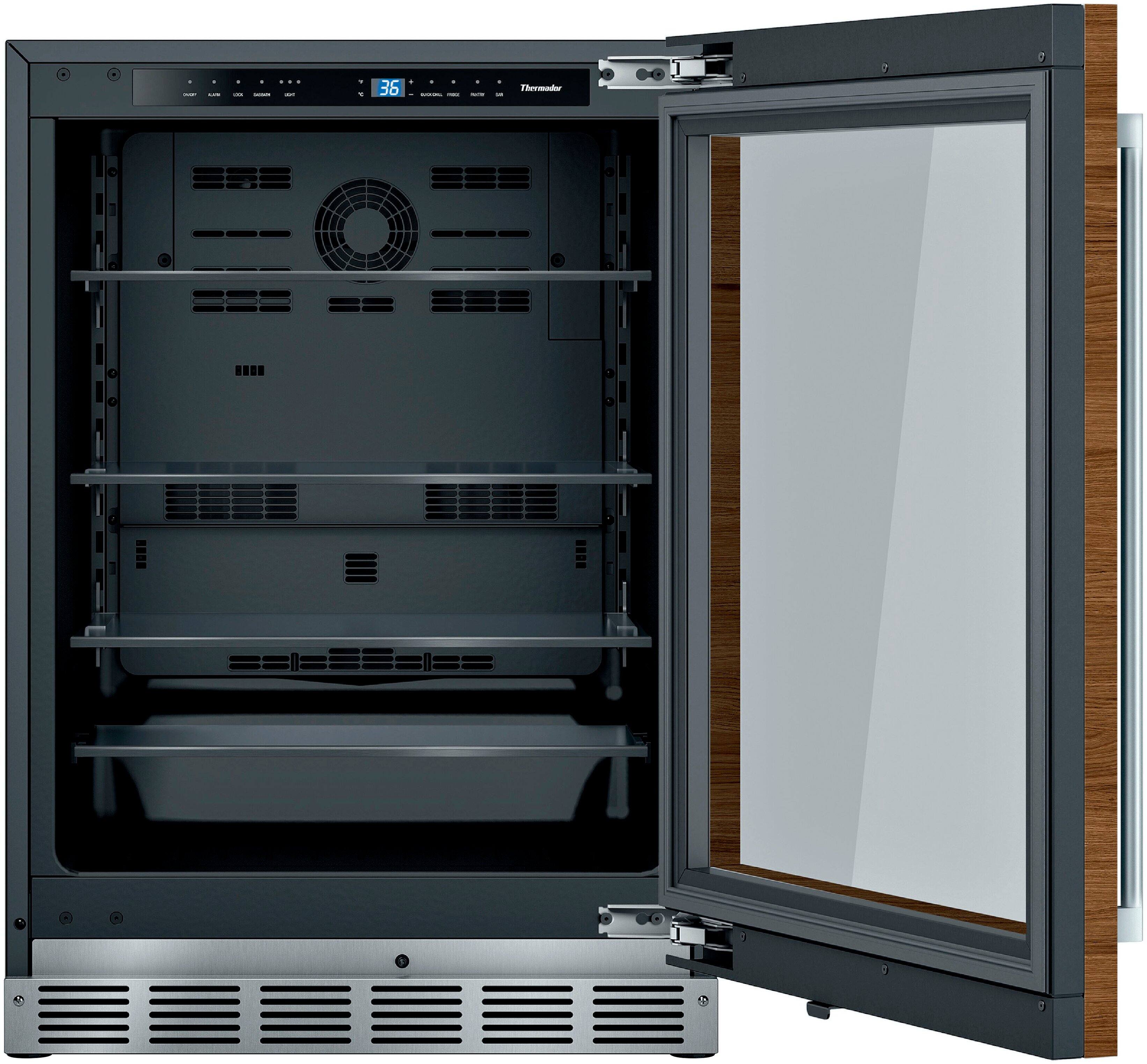 Angle. Thermador - 4.9 Cu. Ft. Built-In Under-Counter Glass Door Refrigerator, Right Hinged - Custom Panel Ready.