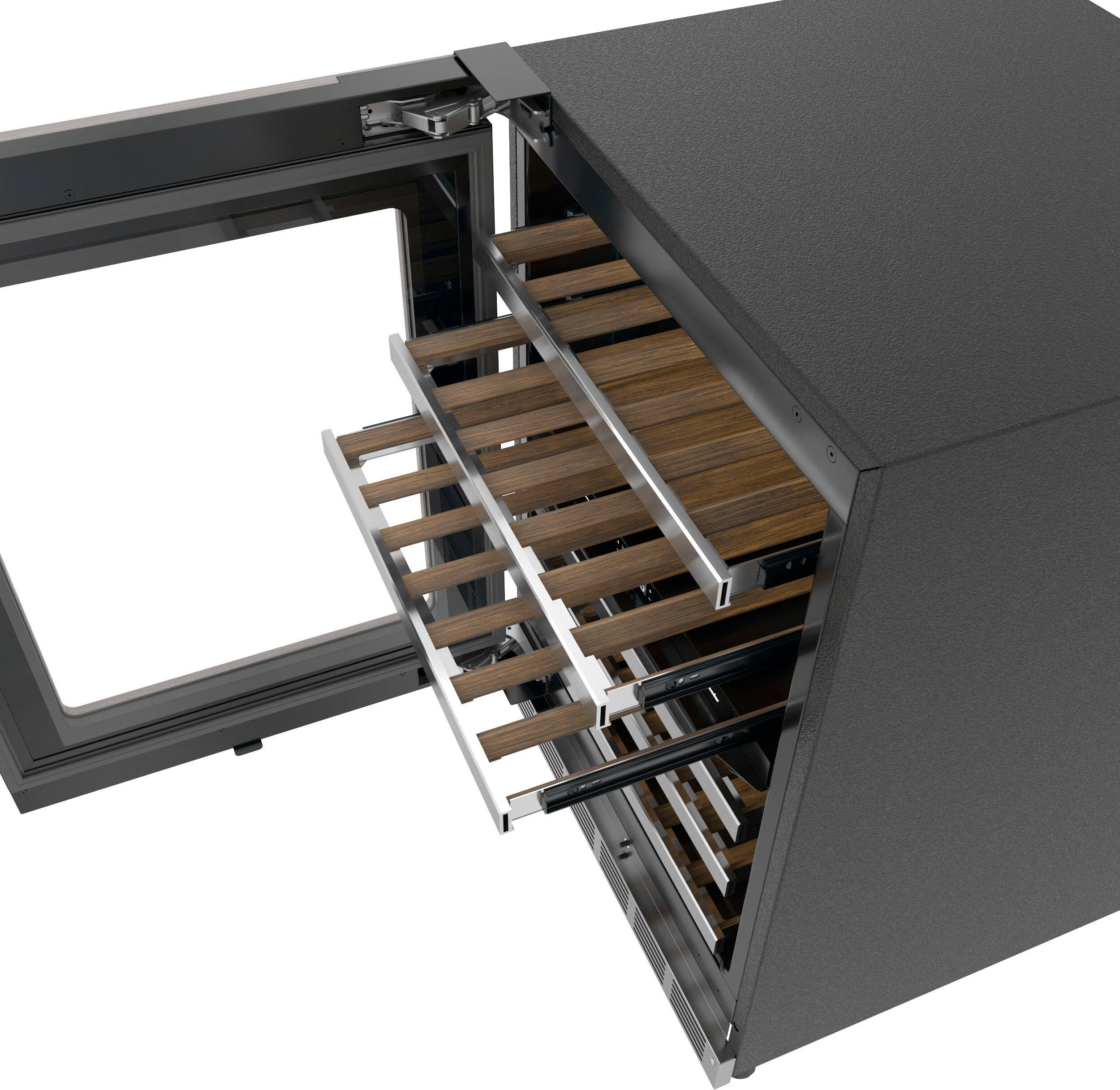 Angle. Thermador - Freedom Collection 41-Bottle Built-In Wine Refrigerator, Left Hinged - Custom Panel Ready.