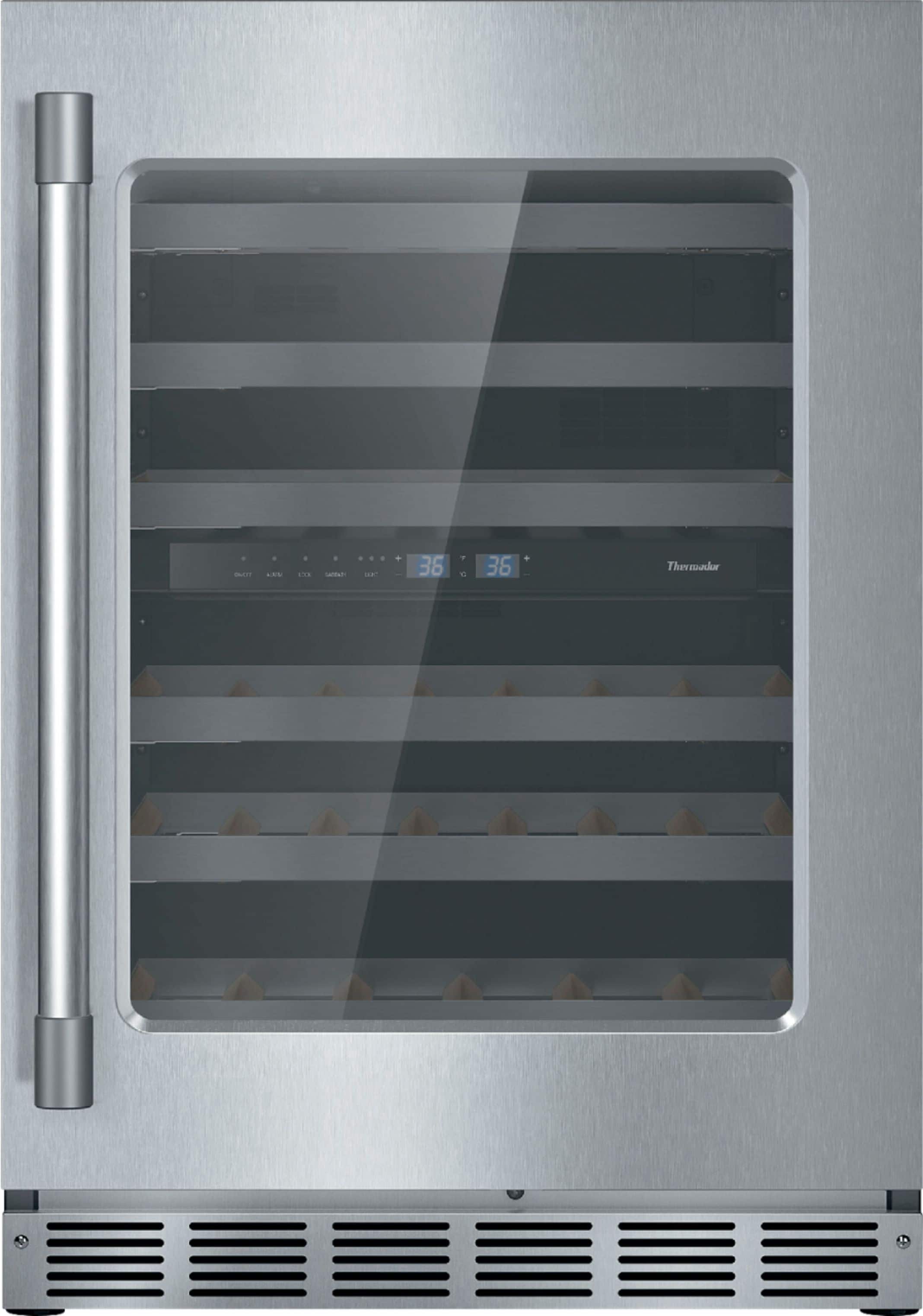 Front. Thermador - Professional Series 41-Bottle Built-In Wine Refrigerator - Stainless steel.