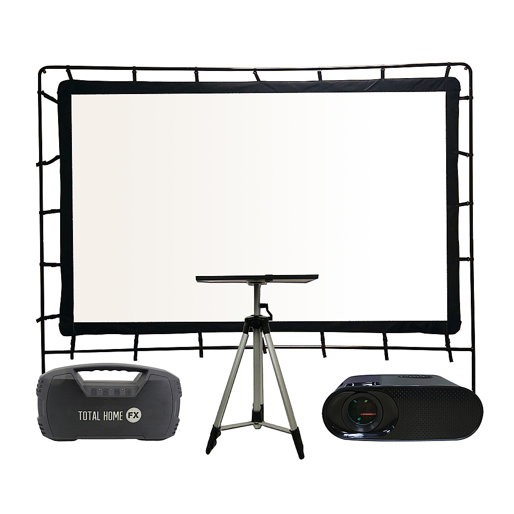 Total HomeFX - Pro Projector Family Theater Kit with 96" Screen, including 24-Watt Bluetooth Speaker and Tripod Stand - Black