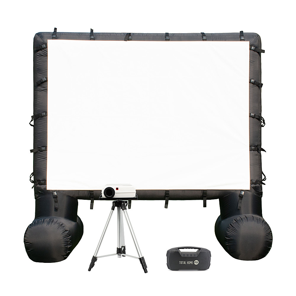 Total HomeFX - 1800 Outdoor Theater Kit with 108" Inflatable Screen, including 40-Watt Bluetooth Speaker and Stand - Black