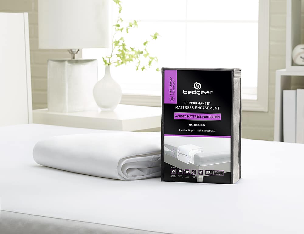 Left. Bedgear - MattresSkin® Encasement, Mattress Cover- Twin - White.