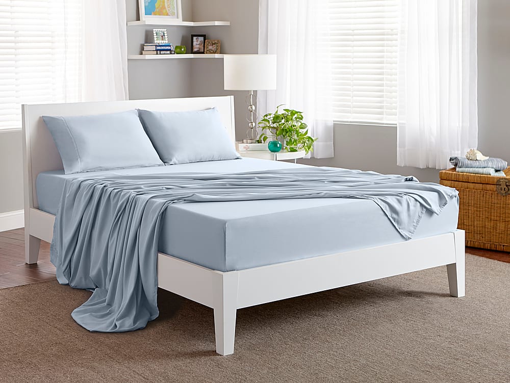 Left View: Bedgear - BASIC Seamless Sheet Sets- King - Blue