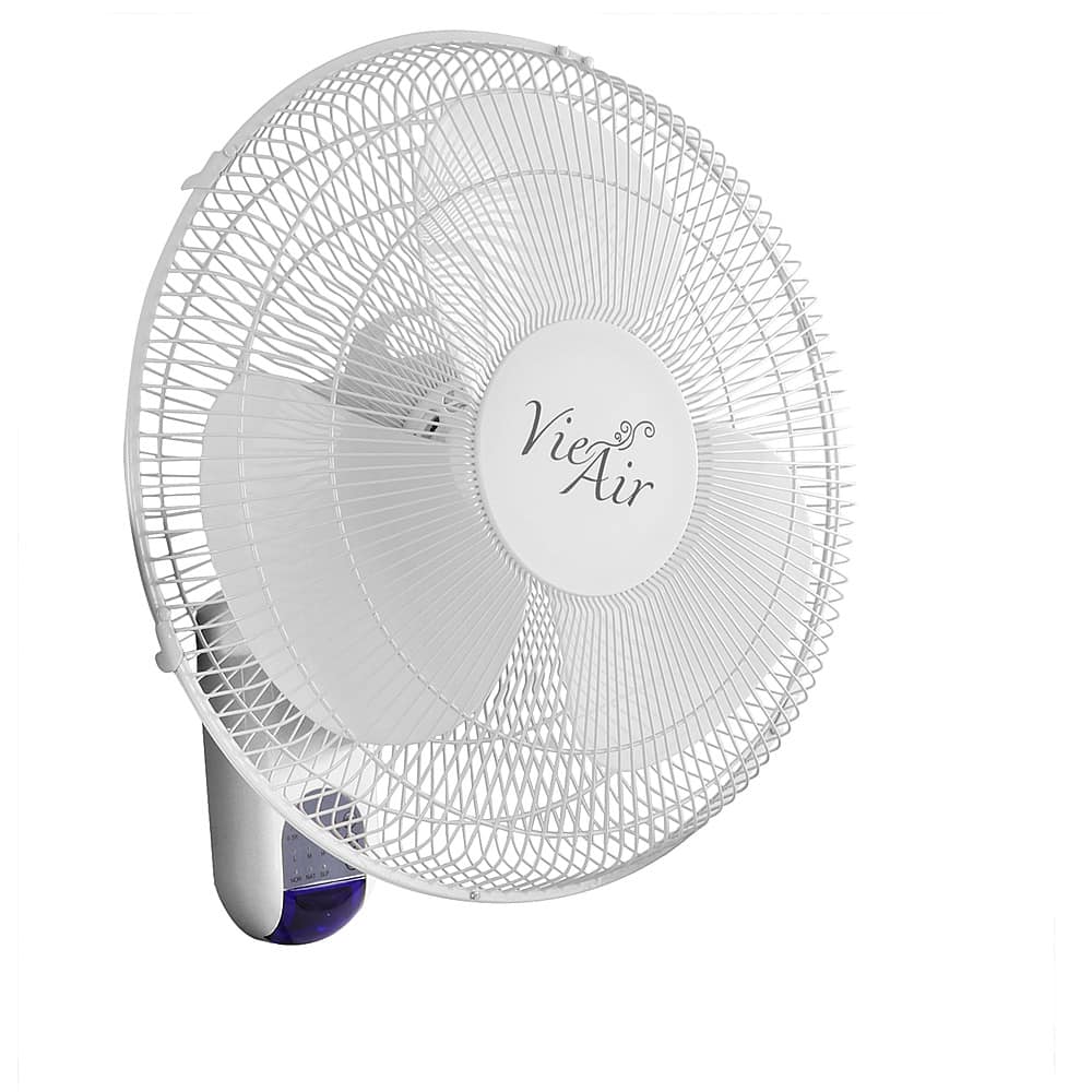 Left Zoom. VieAir - 16 Inch 3-Speed Wall Fan with Remote Control - White.