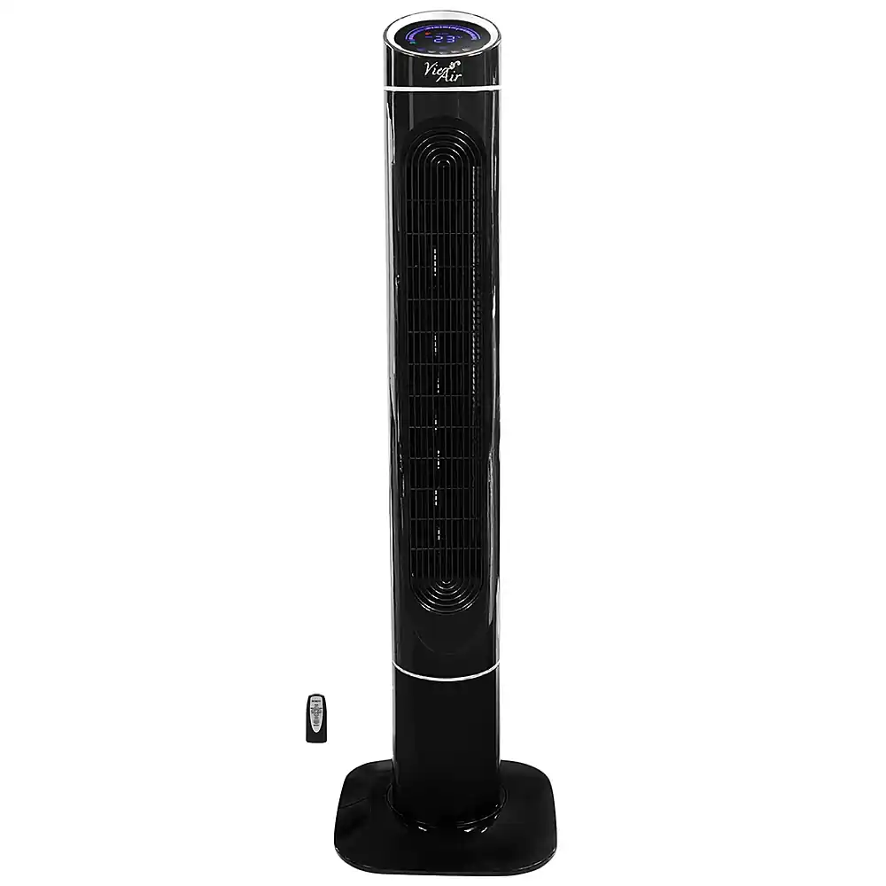 Front. VieAir - 50 Inch 3-Speed High Velocity Tower Fan with Fresh Air Ionizer & Remote Control - Black.