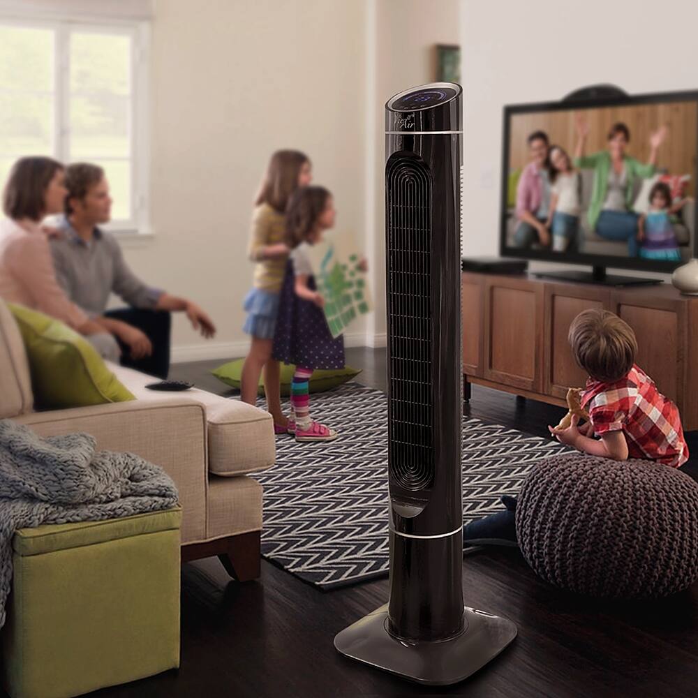 Alt View 13. VieAir - 50 Inch 3-Speed High Velocity Tower Fan with Fresh Air Ionizer & Remote Control - Black.