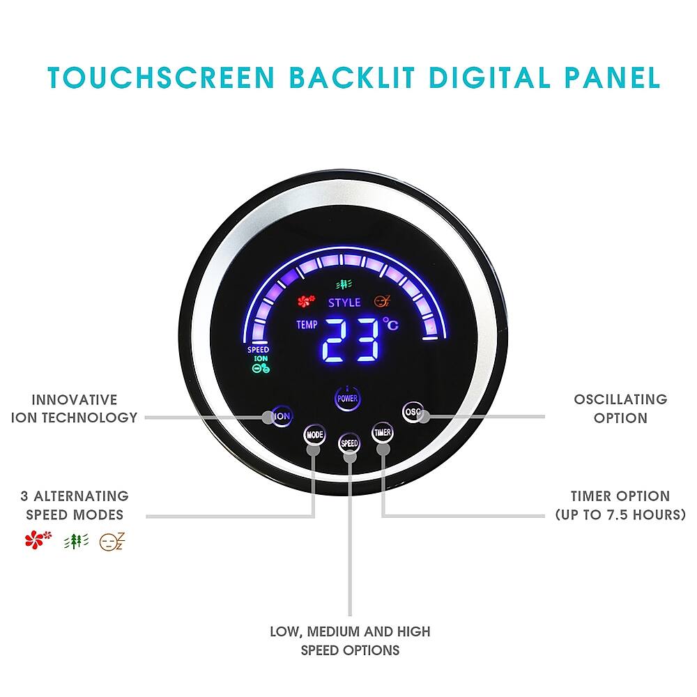 Alt View 14. VieAir - 50 Inch 3-Speed High Velocity Tower Fan with Fresh Air Ionizer & Remote Control - Black.