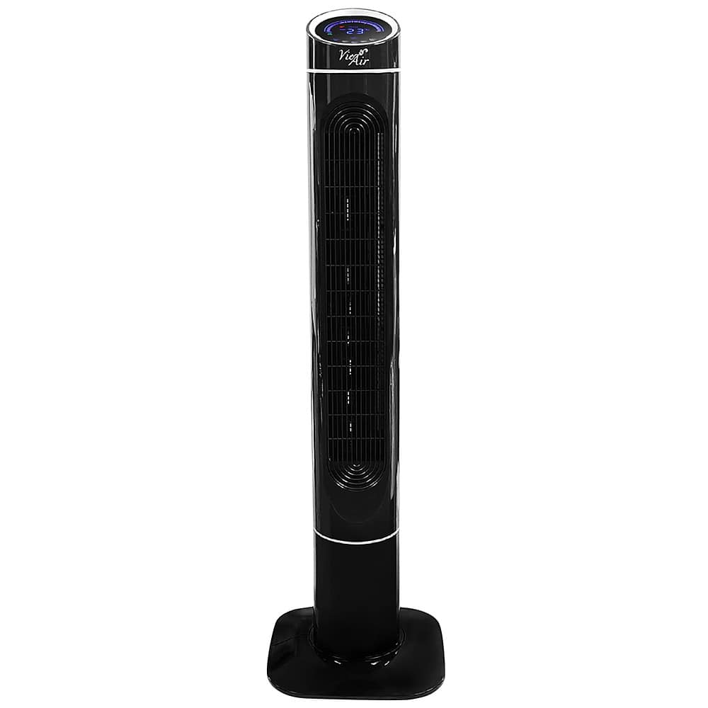 Left. VieAir - 50 Inch 3-Speed High Velocity Tower Fan with Fresh Air Ionizer & Remote Control - Black.
