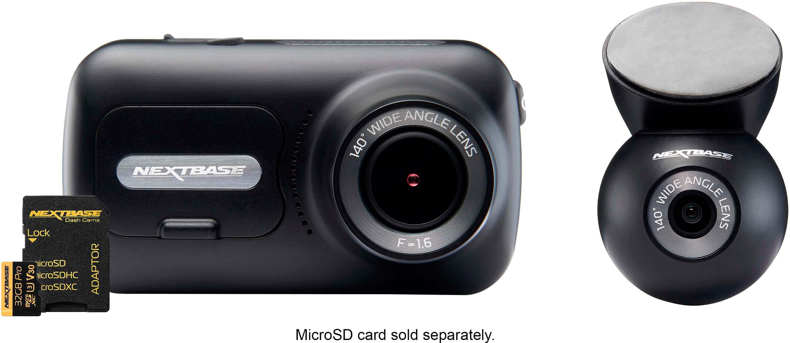 WIDE ANGLE 140° LENS
NEXTBASE Dash Cam
Lock
F=1.6
microSD
NEXTBASE 32GB Pro
V30
microSDHC
microSDXC
ADAPTOR
XC MicroSD card sold separately.
WIDE ANGLE 140° LENS
