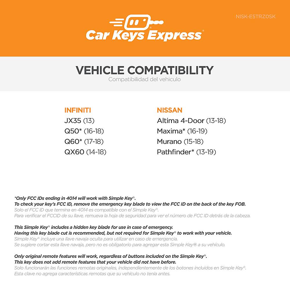 Alt View 13. Car Keys Express - Nissan Simple Key - 5 Button Smart Key Remote with Remote Start and Trunk.
