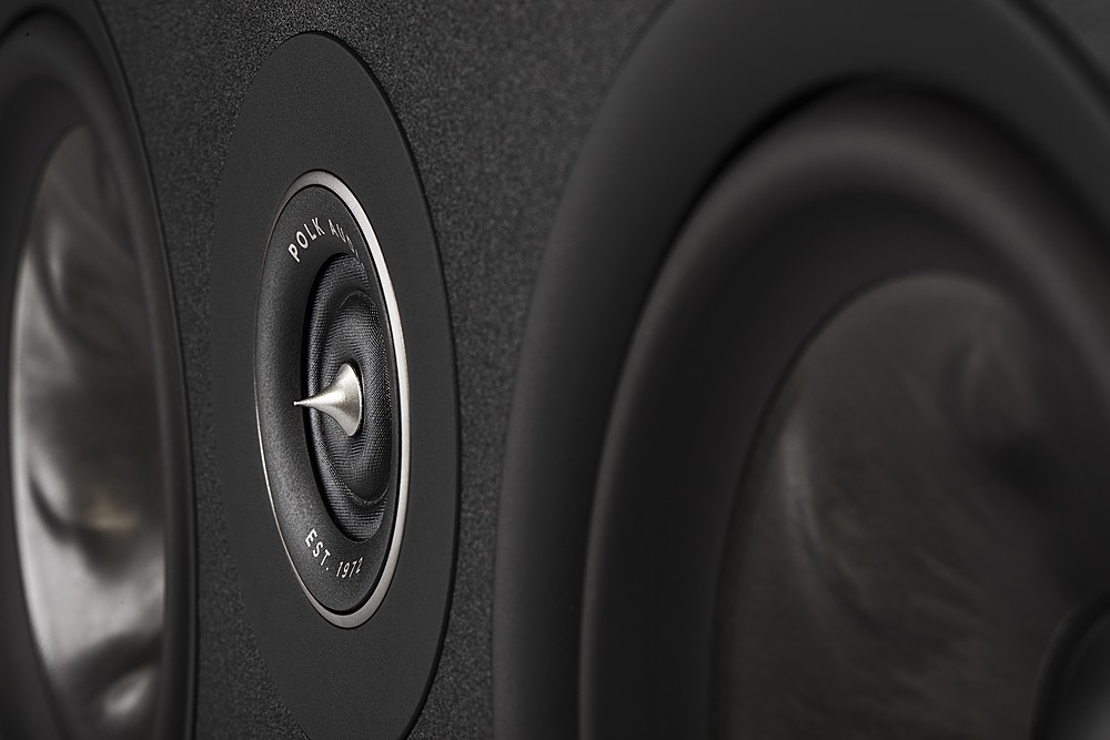 Left View: Polk Audio - Polk Reserve Series R300 Compact Center Channel Speaker, New 1" Pinnacle Ring Tweeter & Dual 5.25" Turbine Cone Woofers - Black