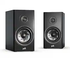 Front. Polk Audio - Polk Reserve R100 Bookshelf Speaker, 1" Pinnacle Ring Tweeter & 5.25" Turbine Cone Woofer, Dolby Atmos & IMAX Enhanced - Black.