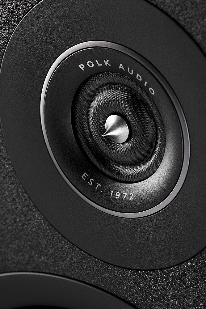 Left View: Polk Audio - Polk Reserve R100 Bookshelf Speaker, 1" Pinnacle Ring Tweeter & 5.25" Turbine Cone Woofer, Dolby Atmos & IMAX Enhanced - Black
