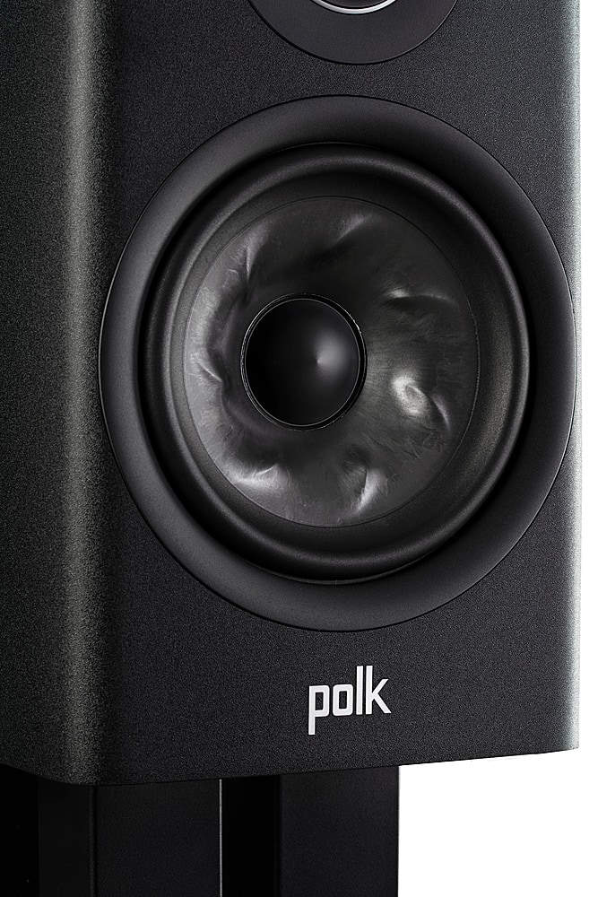 Alt View 12. Polk Audio - Polk Reserve R100 Bookshelf Speaker, 1" Pinnacle Ring Tweeter & 5.25" Turbine Cone Woofer, Dolby Atmos & IMAX Enhanced - Black.