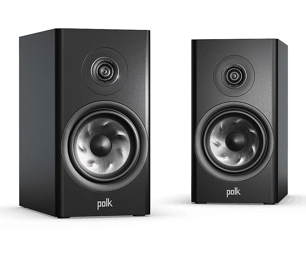 Front. Polk Audio - Polk Reserve R200 Bookshelf Speaker, 1" Pinnacle Ring Tweeter & 6.5" Turbine Cone Woofer, Dolby Atmos & IMAX Enhanced - Black.
