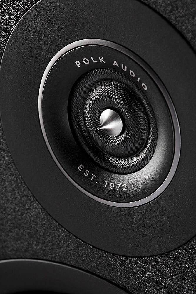 Left. Polk Audio - Polk Reserve R200 Bookshelf Speaker, 1" Pinnacle Ring Tweeter & 6.5" Turbine Cone Woofer, Dolby Atmos & IMAX Enhanced - Black.