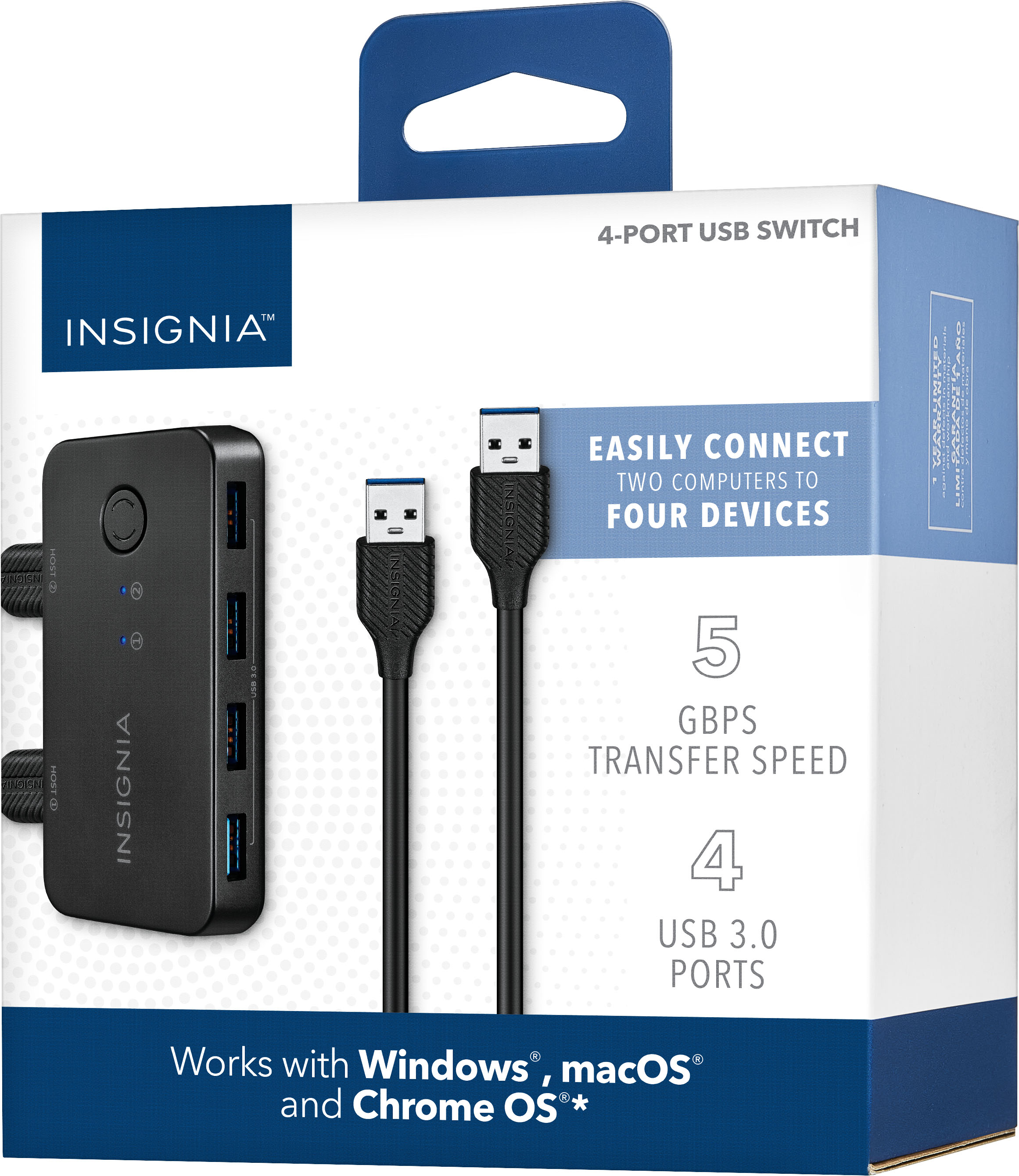Insignia™ 4-Port USB 3.0 Hub Gray NS-PH3A4AT - Best Buy