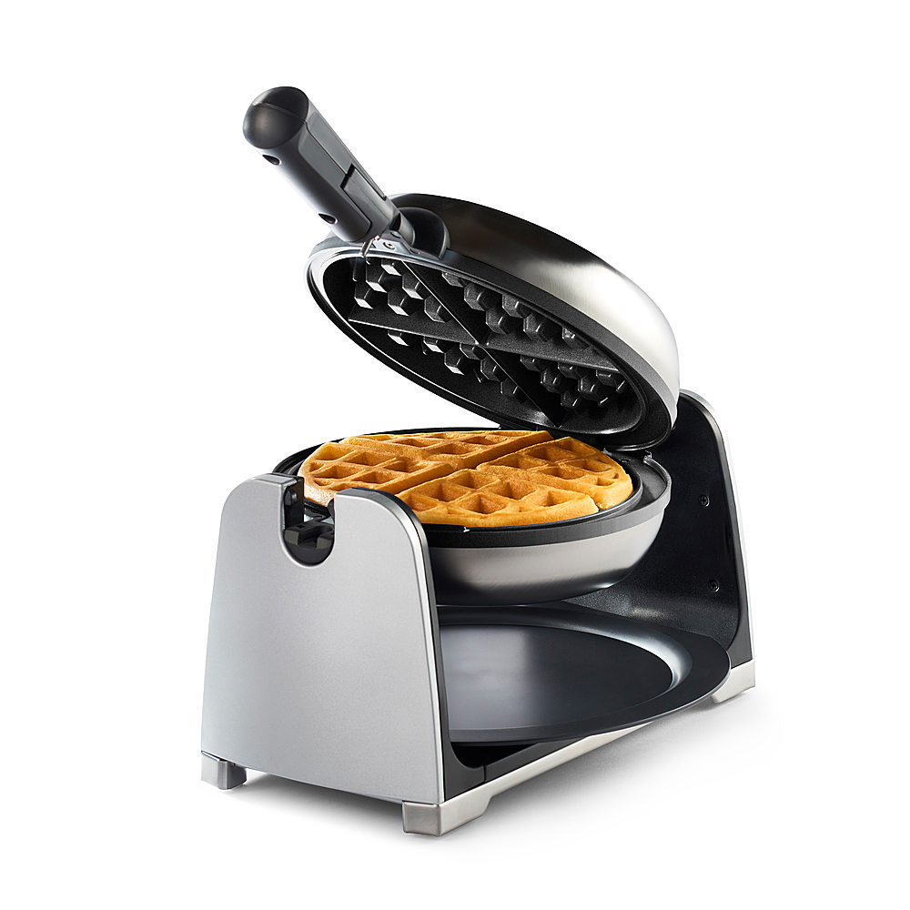 Angle View: Oster - Oster® DiamondForce™ Nonstick Flip Waffle Maker - Stainless Steel