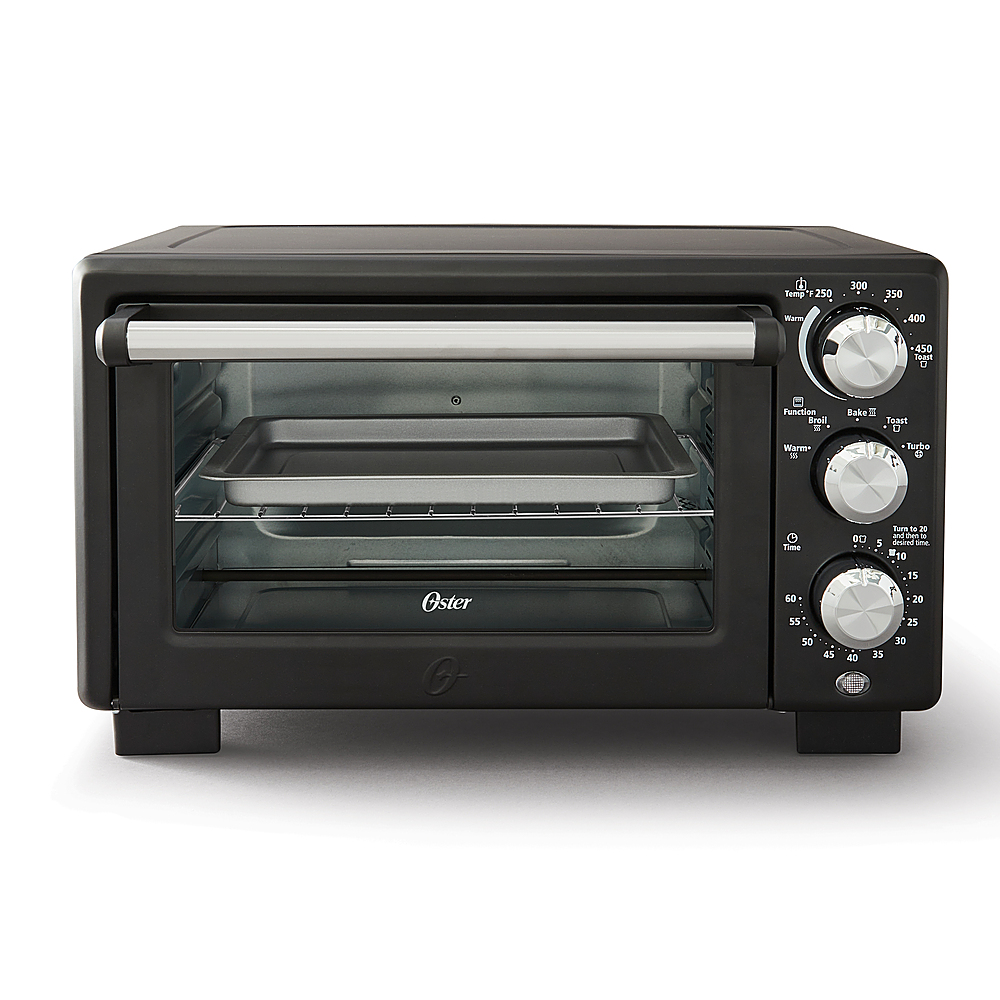 Left View: Oster - Oster® Convection 4-Slice Toaster Oven, Matte Black, Convection Oven and Countertop Oven - Black