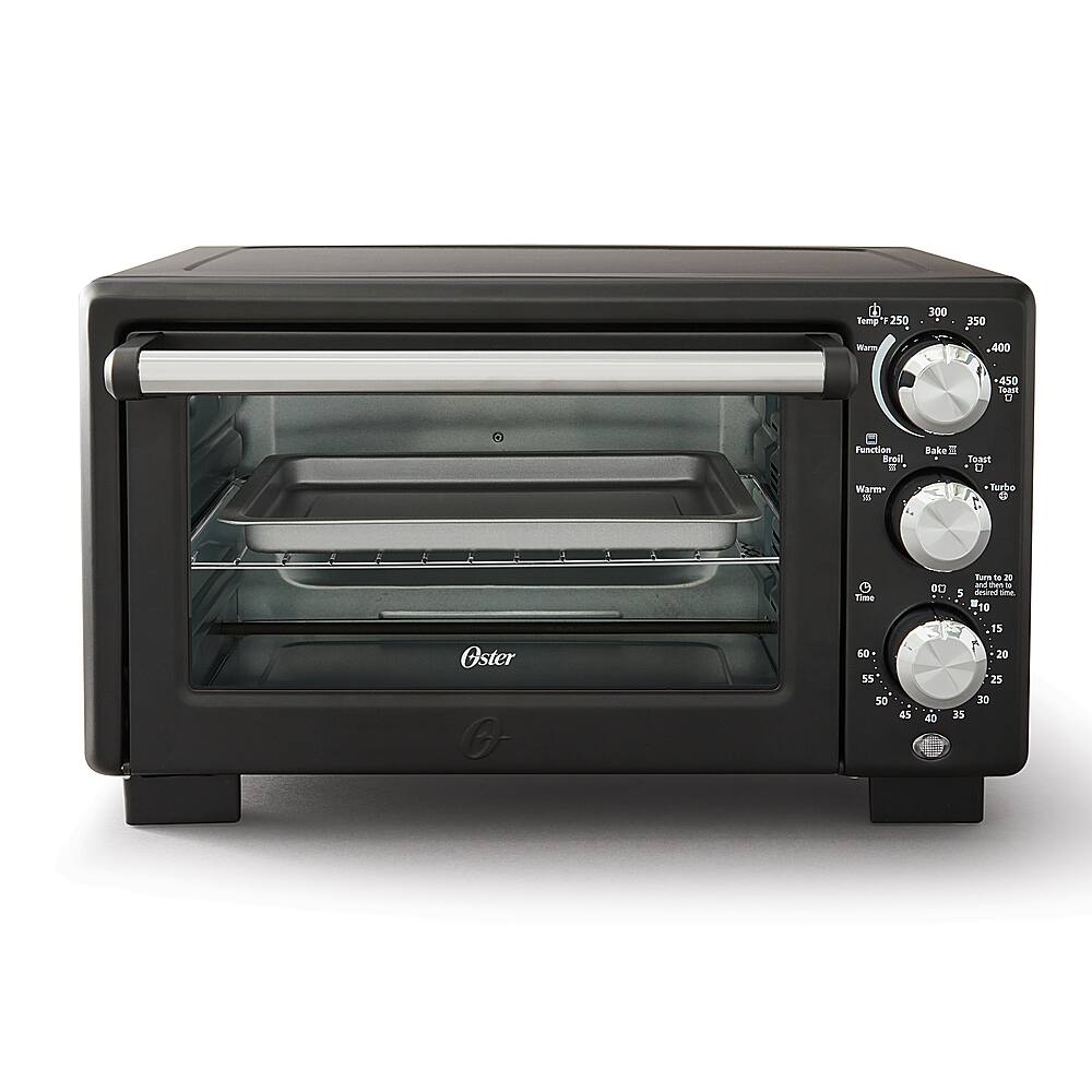 Left. Oster - Oster® Convection 4-Slice Toaster Oven, Matte Black, Convection Oven and Countertop Oven - Black.