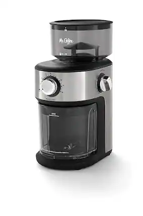 Angle. Mr. Coffee - Mr. Coffee® Cafe Grind 18 Cup Automatic Burr Grinder - Stainless Steel.
