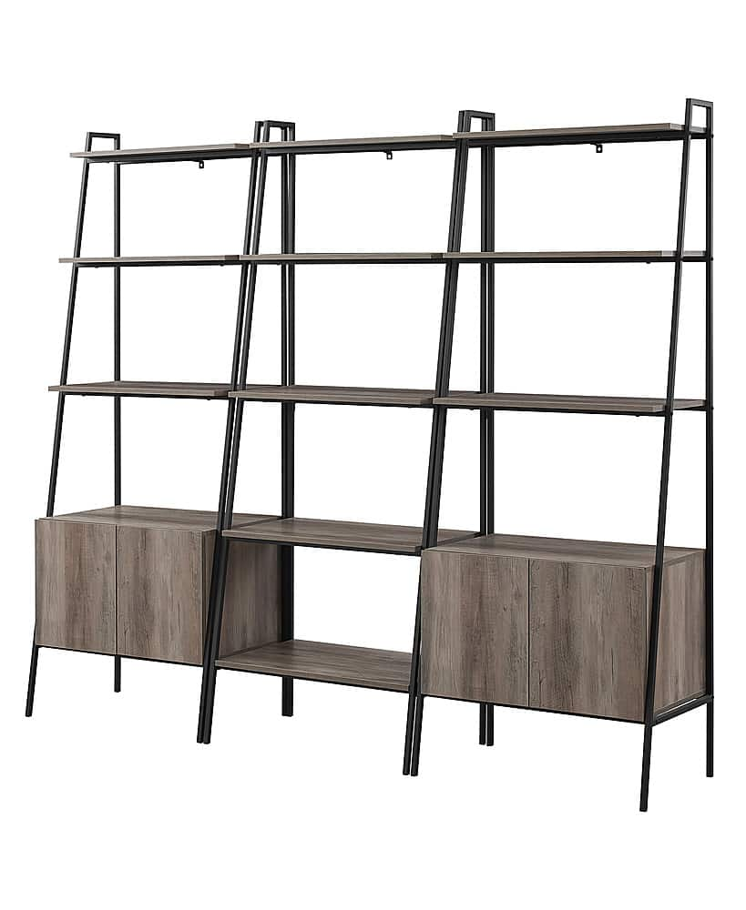 Left View: Walker Edison - 3-Piece Storage Shelf Set - Grey Wash