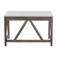 Walker Edison - 46” Farmhouse Faux Marble Two Tone A Frame Desk - Faux white marble/grey wash - Front_Zoom