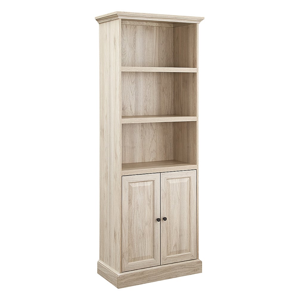 Angle View: Walker Edison - 68” Classic 2-Door Hutch Bookshelf - Birch