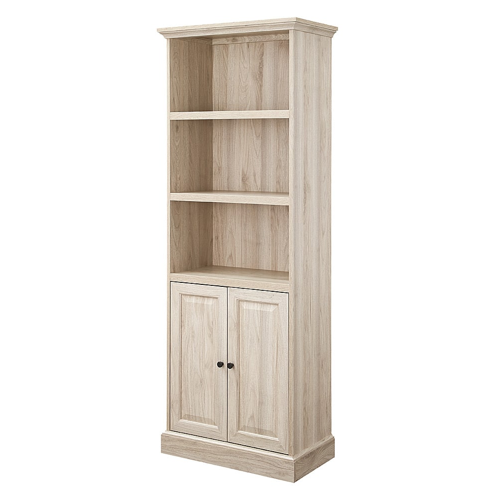 Left View: Walker Edison - 68” Classic 2-Door Hutch Bookshelf - Birch