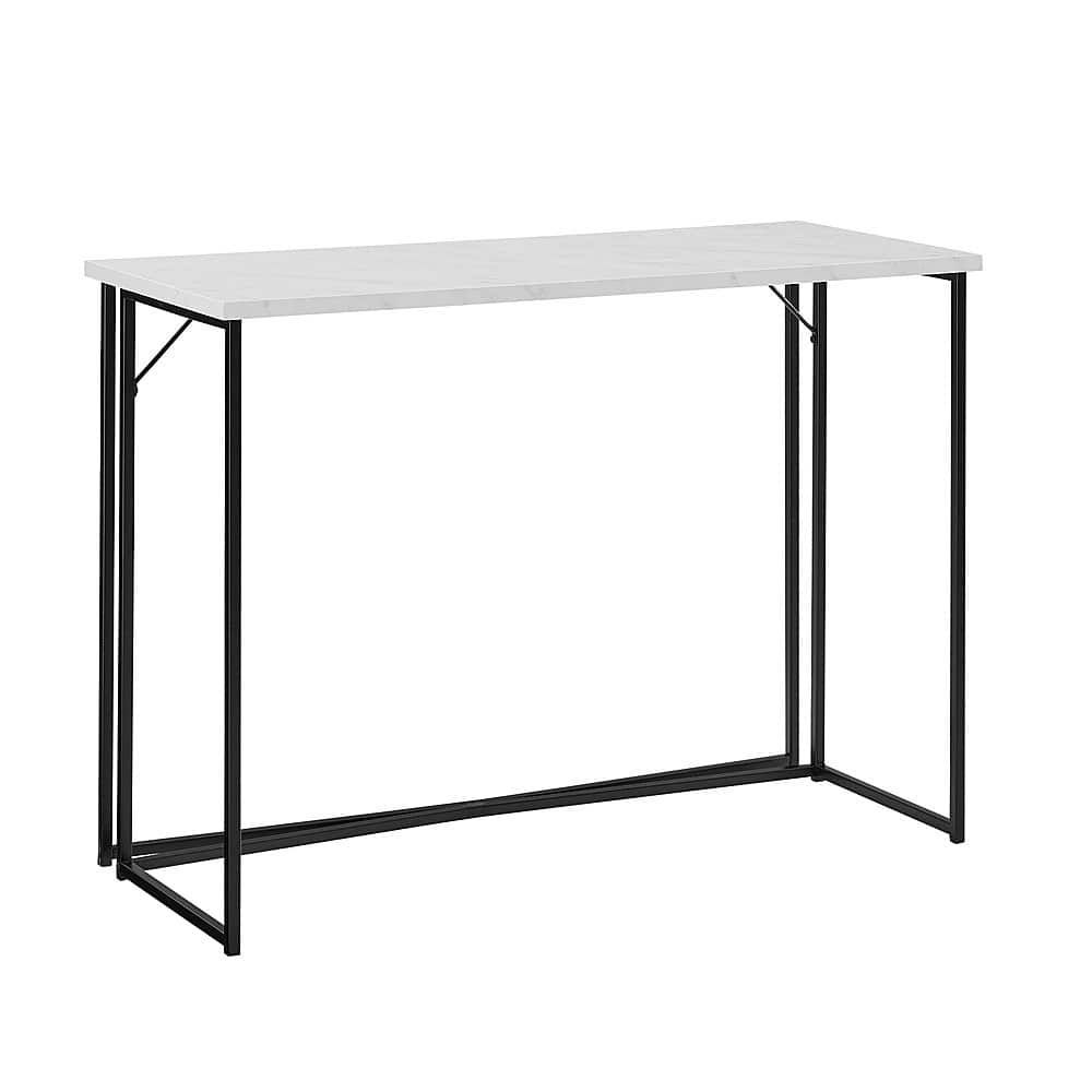 Angle View: Walker Edison - 42” Contemporary Glam Y-Leg Writing Desk - Faux white marble