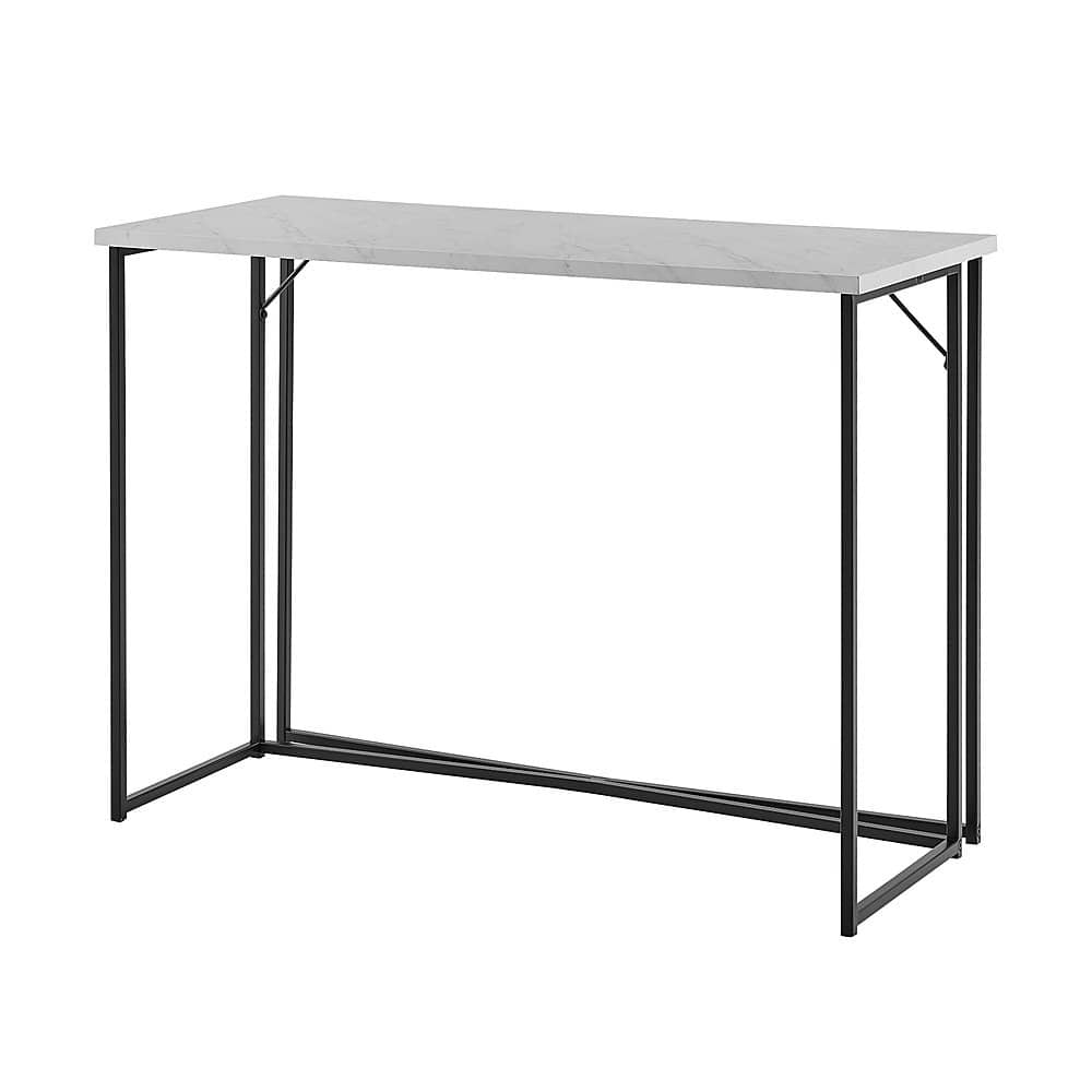 Left View: Walker Edison - 42” Contemporary Glam Y-Leg Writing Desk - Faux white marble