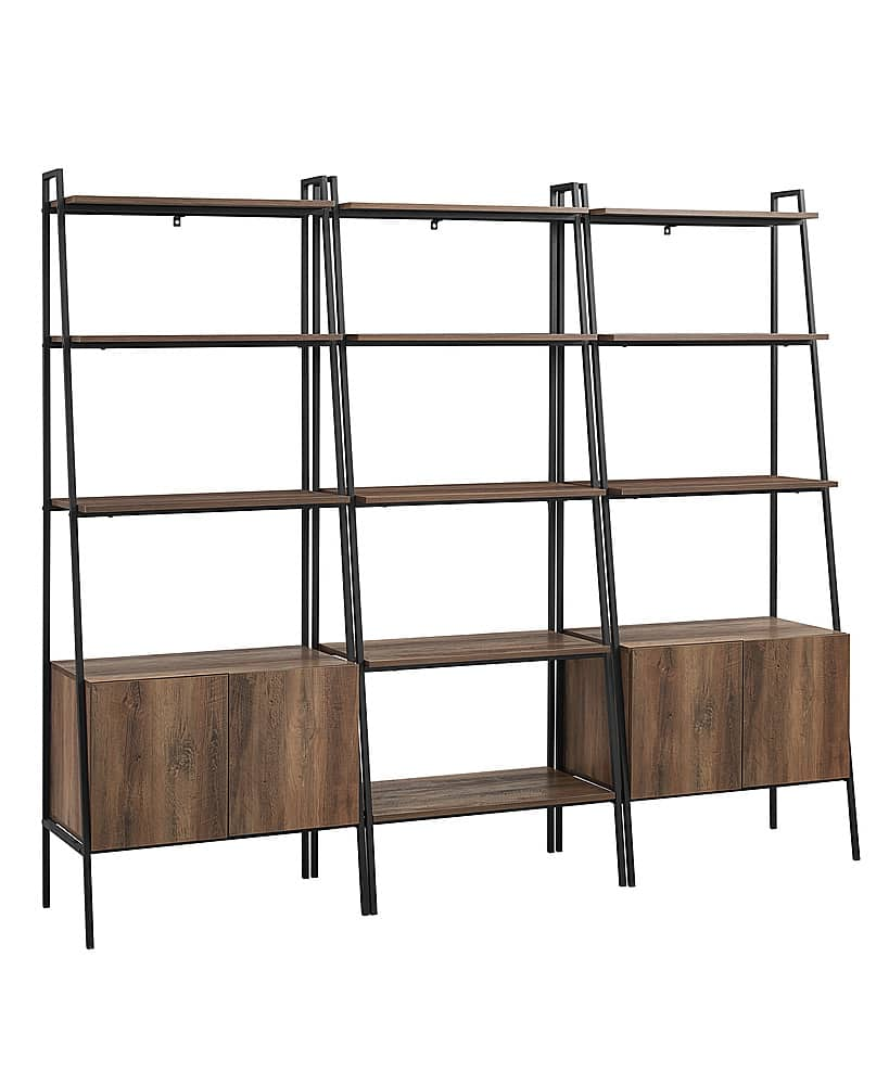 Angle View: Walker Edison - 3-Piece Storage Shelf Set - Rustic Oak