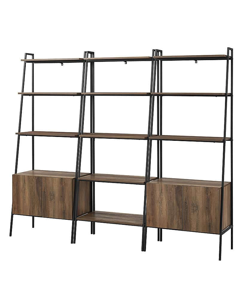 Left View: Walker Edison - 3-Piece Storage Shelf Set - Rustic Oak