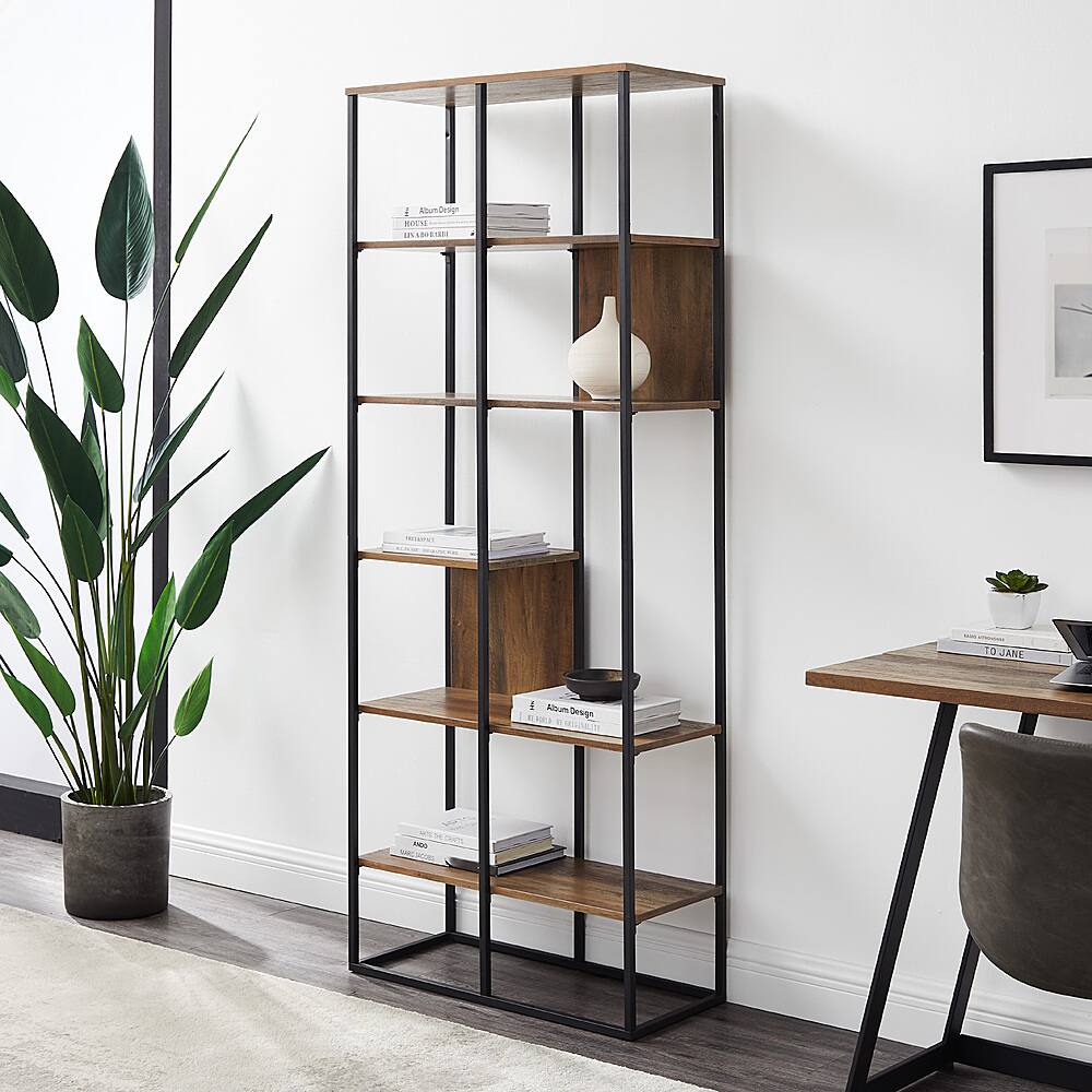 Best Buy: Walker Edison 70” Modern Industrial Asymmetrical Shelf ...