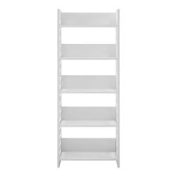 Walker Edison - 64” Modern Slat Side 5 Shelf Bookcase - Solid white - Front_Zoom
