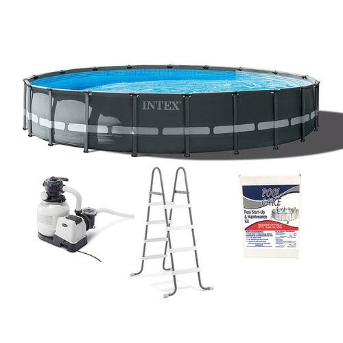 Intex - Ultra XTR Round Above Ground Pool & Chemical Maintenance Kit - Gray