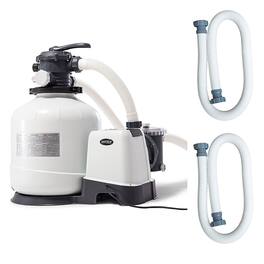 Intex - 3000 GPH Above Ground Pool Sand Filter Pump w/ Pump Hose (2 Pack) - White