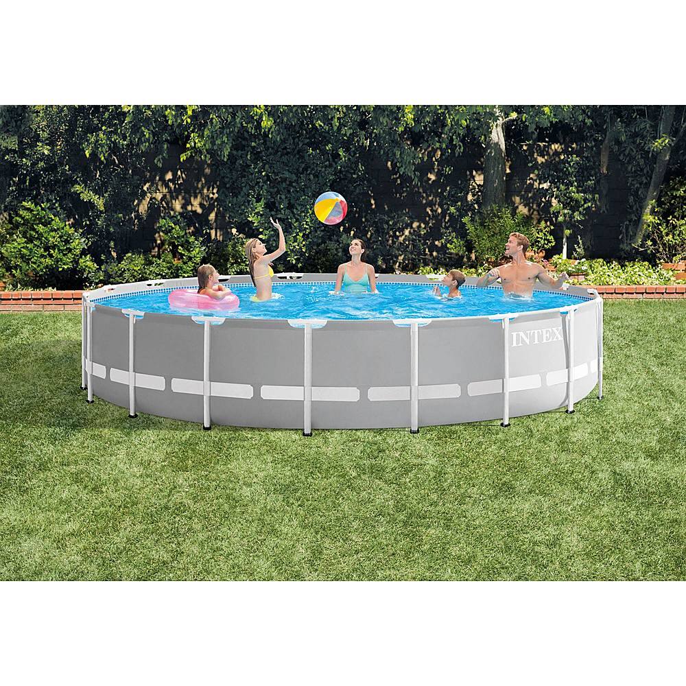 Alt View 13. Intex - Prism Frame Above Ground 18' x 48" Pool Set w/ 6 Replacement Filters - Gray.