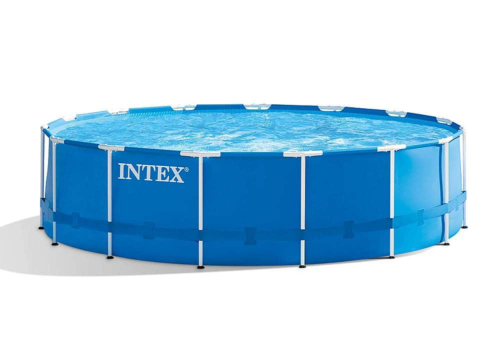 Best Buy: Intex Metal Frame Above Ground Swimming Pool Set & 15ft Pool ...